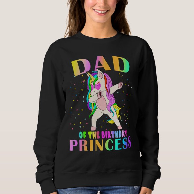 Sweatshirt Père De L'Anniversaire Princesse Fille Dabbing Uni (Devant)