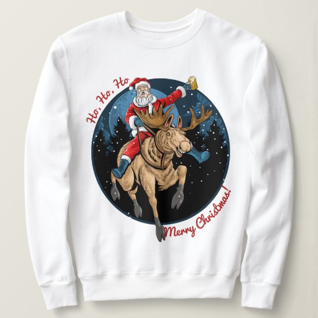 Sweatshirt Père Noël À cheval Sur Une Oie (Design devant)