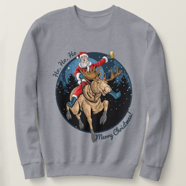 Sweatshirt Père Noël À cheval Sur Une Oie (Design devant)