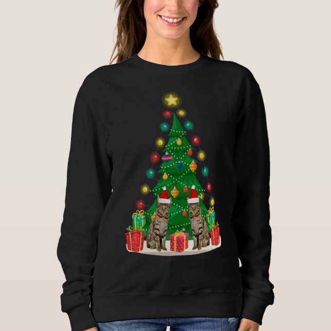 Sweatshirt Père Noël Bengale Chat Arbre de Noël Funny Chat de (Devant)
