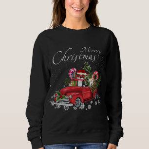 Sweatshirt Père Noël Boston Terrier équitation Camion Rouge M