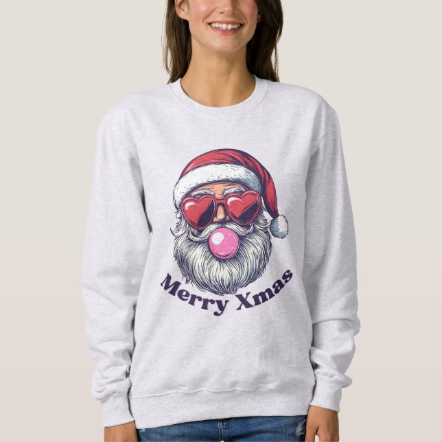 Sweatshirt Père Noël Buble Gum laide Joyeux Noël (Devant)