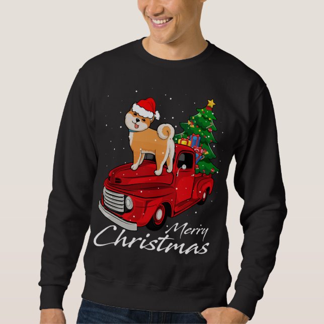 Sweatshirt Père Noël Chien Marches Camion Rouge Costume de Py (Devant)