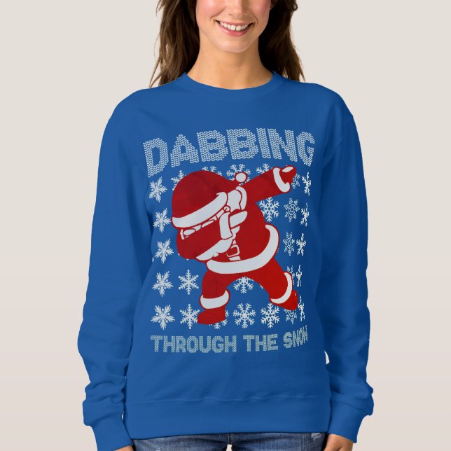 Sweatshirt Père Noël Dabbing à travers la neige Sweater Funny (Devant)