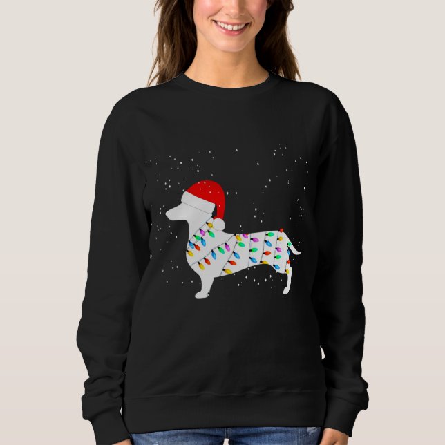 Sweatshirt Père Noël Dachshund Illuminations de Noël Pajamas  (Devant)