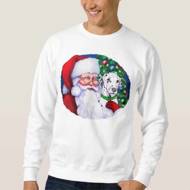 Sweatshirt Père Noël Dalmatien à Noël (Devant)