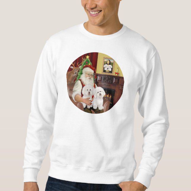 Sweatshirt Père Noël Deux Bichon Frise (Devant)