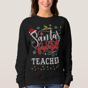 Sweatshirt Père Noël Enseignant Favori Père Noël Feu de Noël