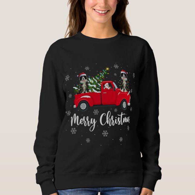 Sweatshirt Père Noël équitation Arbre de Noël Camion Frontièr (Devant)