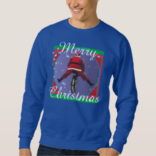 Sweatshirt Père Noël faisant du vélo le chandail laid de N
