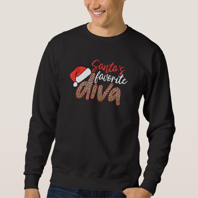 Sweatshirt Père Noël Favori Diva Leopard Noël Joyeux Noël Joy (Devant)