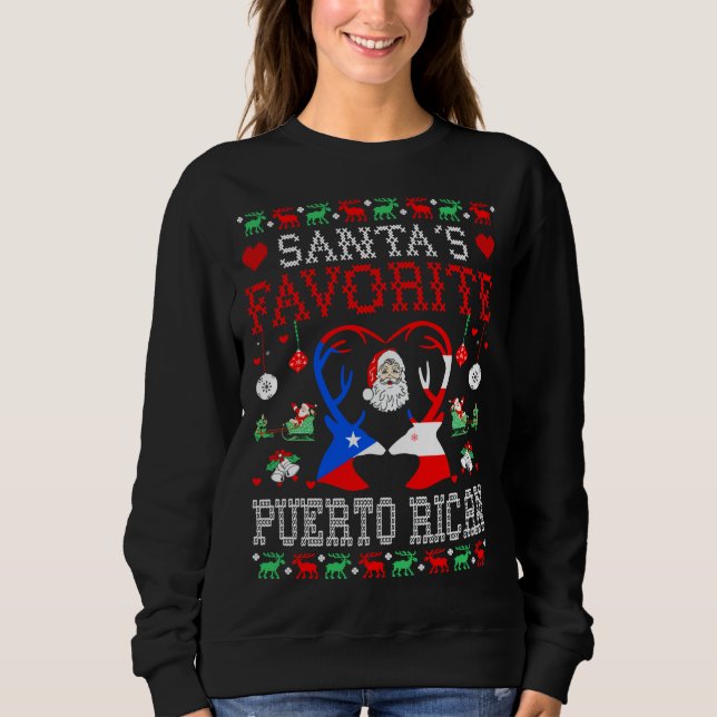Sweatshirt Père Noël Favori Puerto Rican Noël Cadeau Vilain V (Devant)