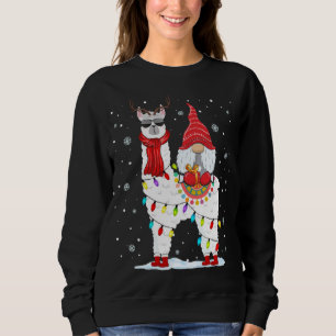 Sweatshirt Père Noël Gnomes Riding Llama Reindeer Noël Lumièr