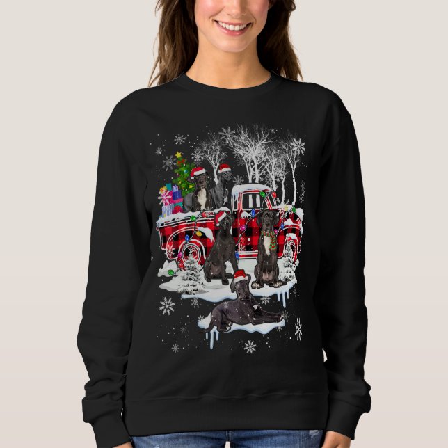 Sweatshirt Père Noël Great Dane Avec Red Plaid Pick Truck Xma (Devant)
