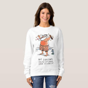 Sweatshirt Père Noël ivre avec femme au sweat-shirt blanc