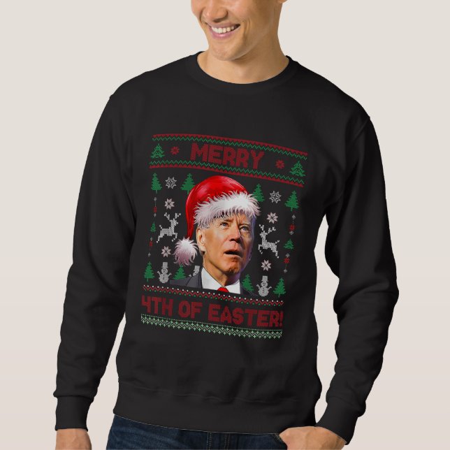 Sweatshirt Père Noël Joe Biden Joyeux 4ème Noël Pâques (Devant)