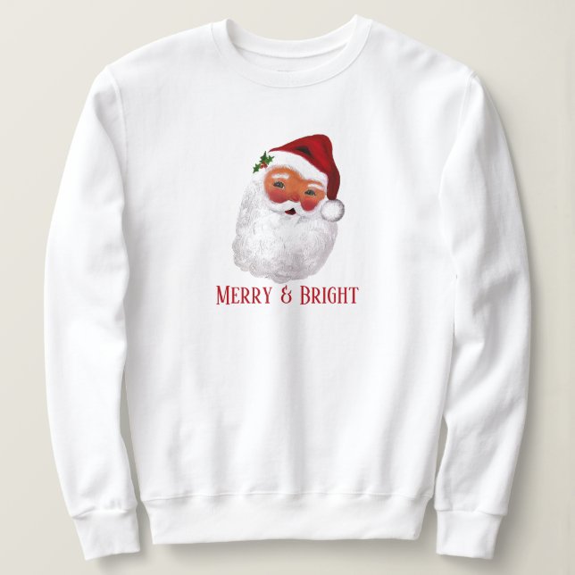 Sweatshirt Père Noël Joyeux Noël Vintage Rétro Aquarelle (Design devant)