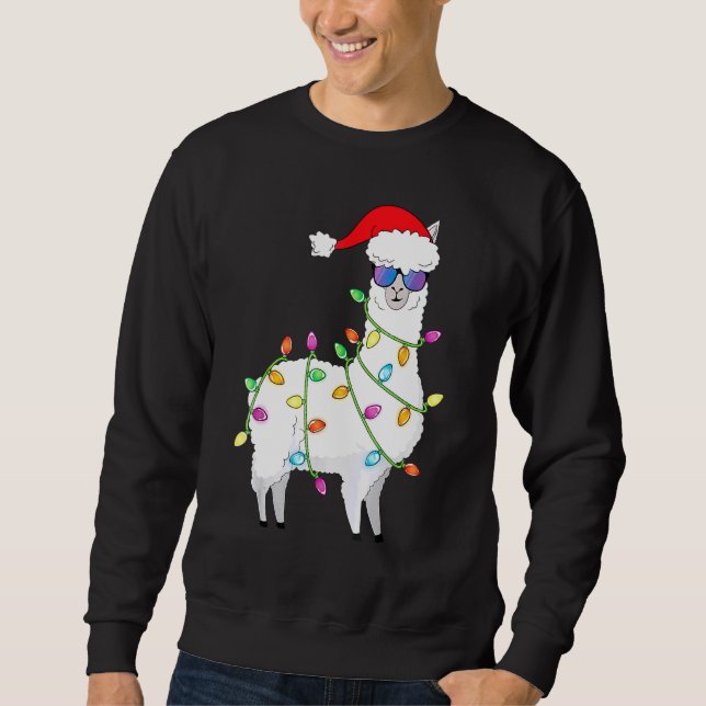 Sweatshirt Père Noël Llama Christmas Tree Lights Llama Xmas (Devant)