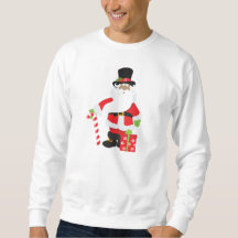 Sweatshirt Père Noël noir avec cadeau de Noël