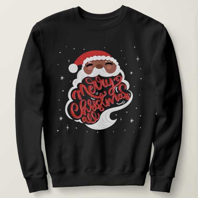 Sweatshirt Père Noël noire | Joyeux Noël tout (Design devant)