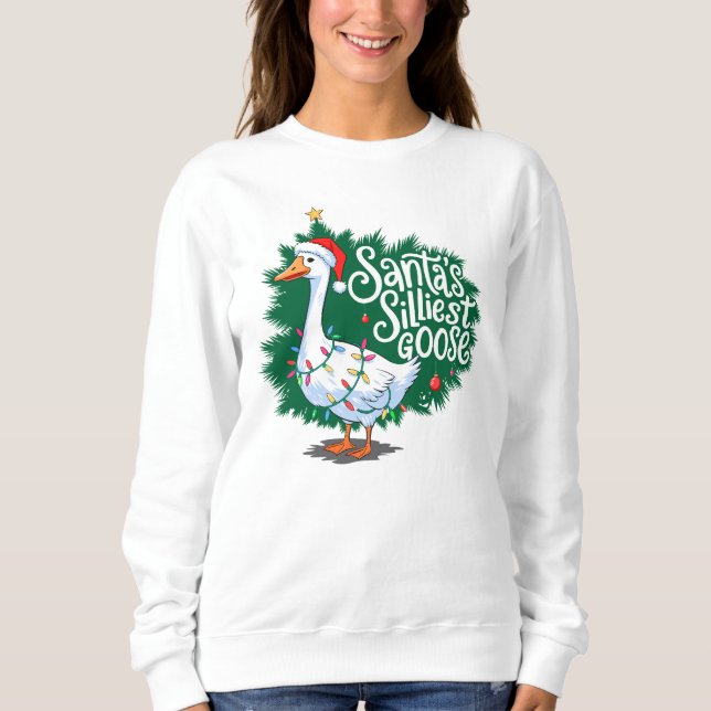 Sweatshirt Père Noël Oie la plus brillante Drôle Oie Noel (Devant)