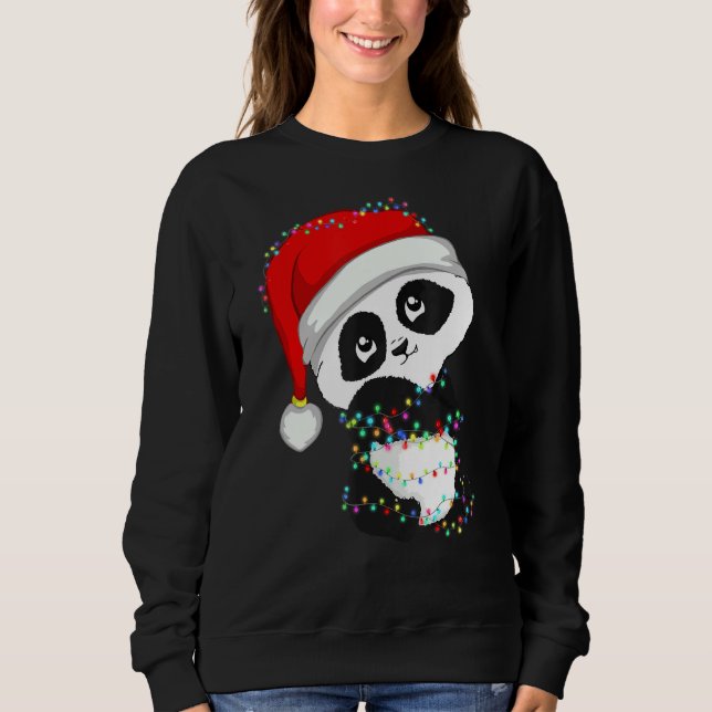 Sweatshirt Père Noël Panda Lumières de Noël Ours Lover Panda  (Devant)