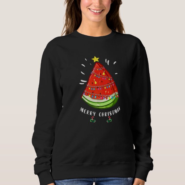 Sweatshirt Père Noël Pastèque Noël En Août Arbre D'été (Devant)
