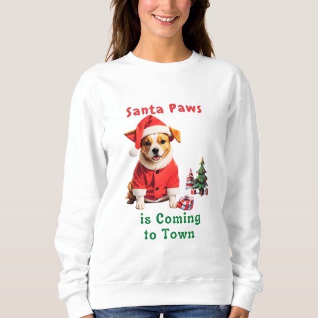 Sweatshirt Père Noël Paws vient à Town Festive Pet (Devant)
