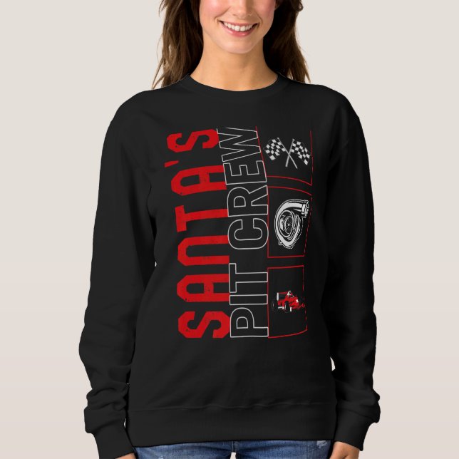 Sweatshirt Père Noël Pit Crew Voiture Course Course Pilote Ra (Devant)