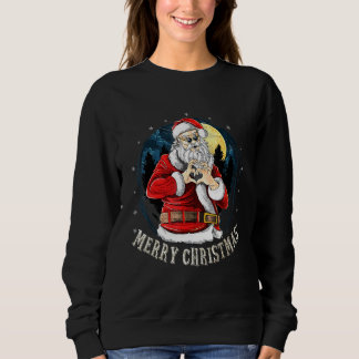 Sweatshirt Père Noël portant des lunettes de soleil signe de
