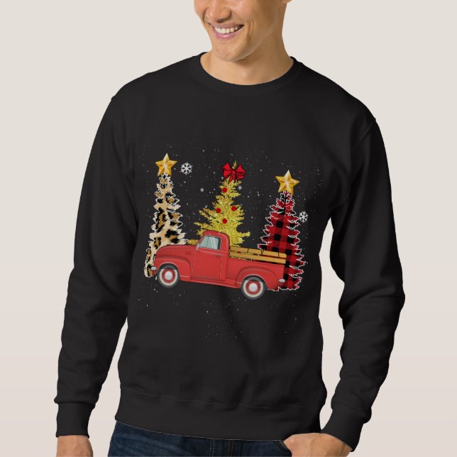 Sweatshirt Père Noël Red Truck sapin de Noël (Devant)