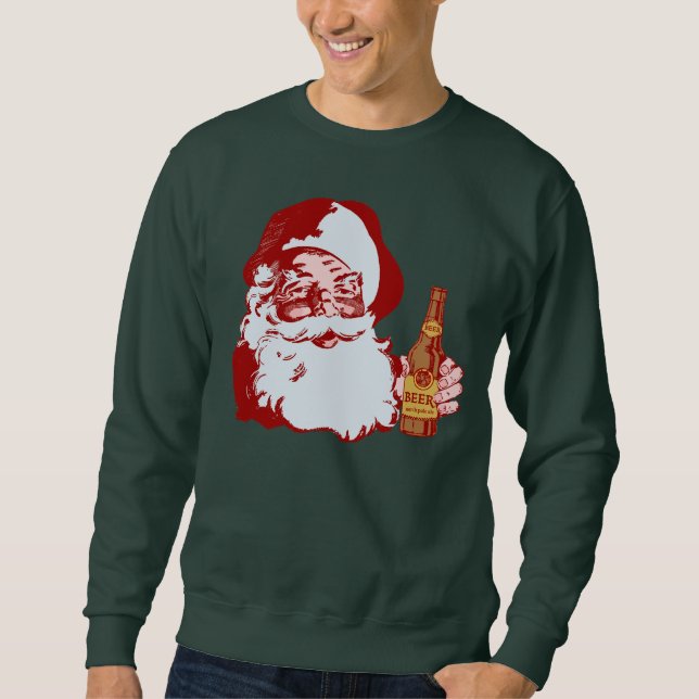 Sweatshirt Père Noël rétro avec Noël de la bière (Devant)
