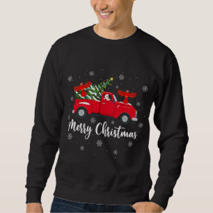 Sweatshirt Père Noël Riding Arbre de Noël Camion Cardinal Bir