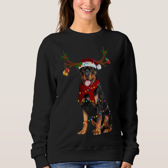 Sweatshirt Père Noël Rottweiler rennes Noël clair (Devant)