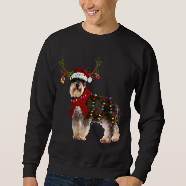 Sweatshirt Père Noël Schnauzer rennes Noël clair (Devant)