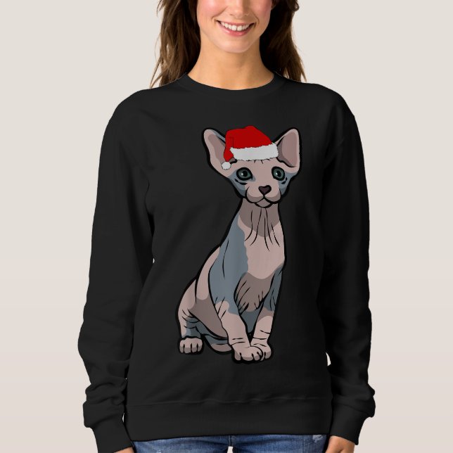Sweatshirt Père Noël Sphynx Chat Noël Pyjama Drôle Noël Cadea (Devant)