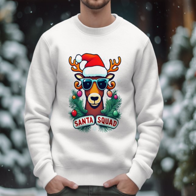 Sweatshirt Père Noël Squad Reindee Cool avec lunettes Noël (Créateur téléchargé)