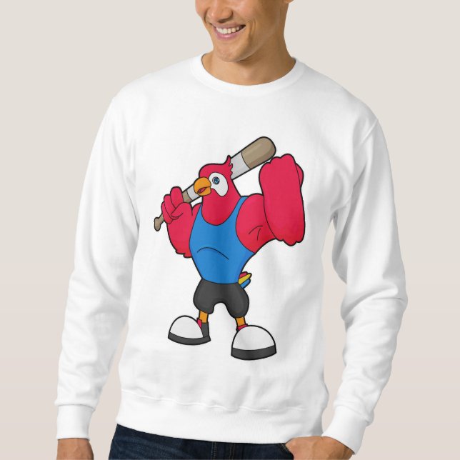 Sweatshirt Perroquet au baseball avec batte de baseball (Devant)