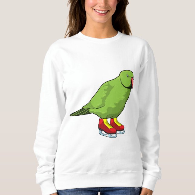 Sweatshirt Perroquet au patinage sur glace avec patins sur gl (Devant)