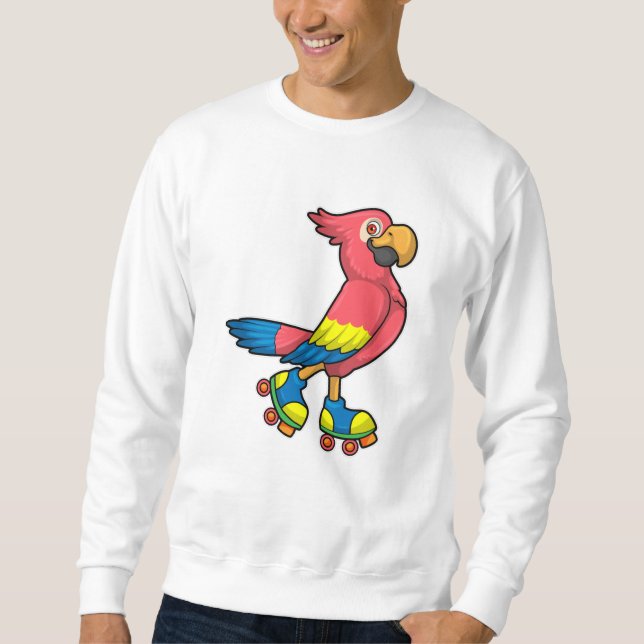 Sweatshirt Perroquet comme patineur avec patins à rouleaux (Devant)