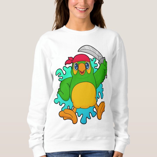 Sweatshirt Perroquet en pirate avec épée (Devant)