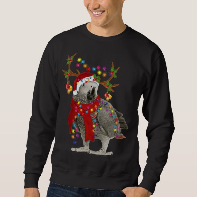 Sweatshirt Perroquet gris africain Superbe renne Noël Tr (Devant)