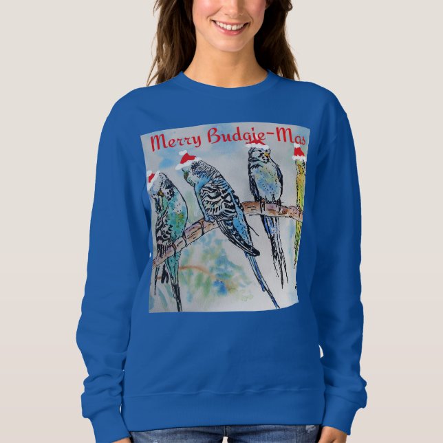 Sweatshirt Perruche Boudeuse Perruche ondulée Femmes Noël drô (Devant)