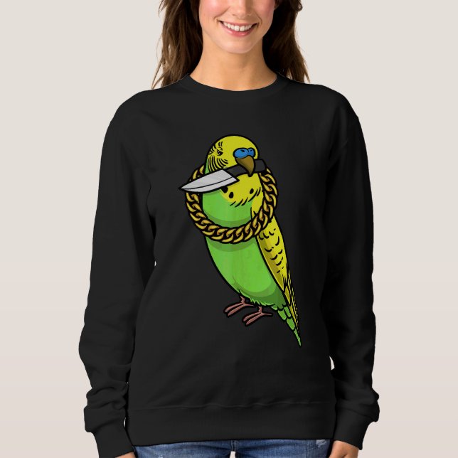 Sweatshirt Perruche Bouledogue Oiseau Perruche Avec Couteau (Devant)