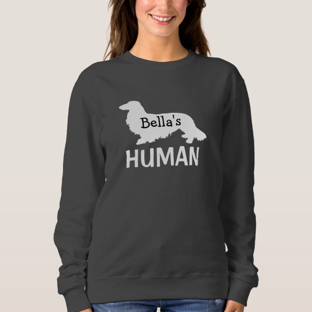 Sweatshirt Personalisé humain de Long Hair Dachshund (Devant)