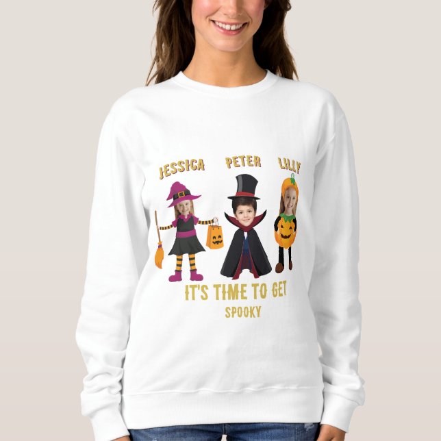 Sweatshirt Personaliz 3 Photos Halloween Party Pour Enfants (Devant)