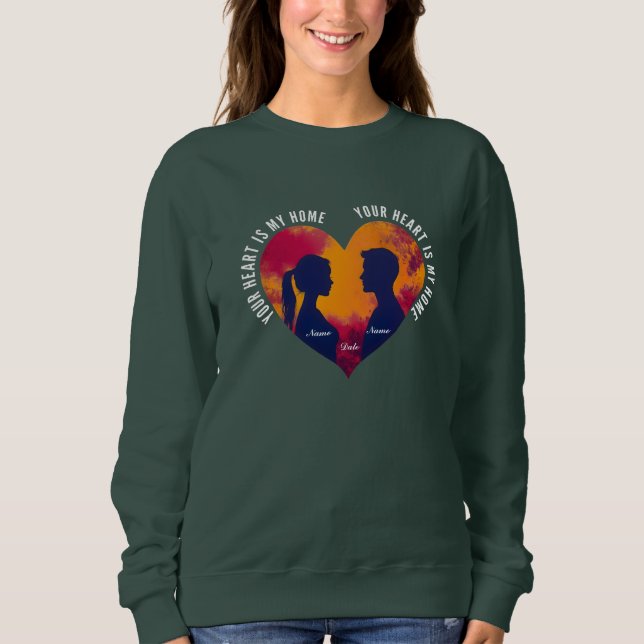 Sweatshirt Personalizable Heart Home Romantic Couple Women's  (Devant)