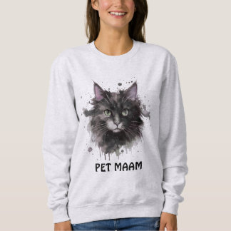 Sweatshirt Personalize Black Ash Cat Mom Watercolor Pet Photo