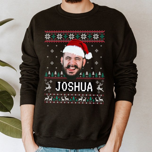 Sweatshirt Personalized Funny Face Photo with Santa Hat Ugly (Créateur téléchargé)