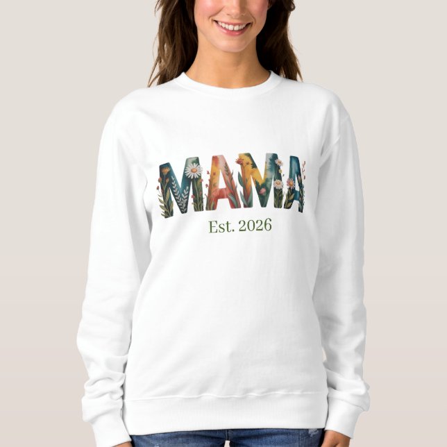 Sweatshirt Personalized Mama Est Year Floral Mother Gift (Devant)